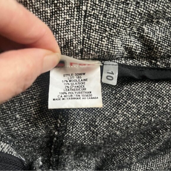 DS Lab wool silk vegan leather waisted cropped straight leg trousers Sz 10 - Picture 8 of 12